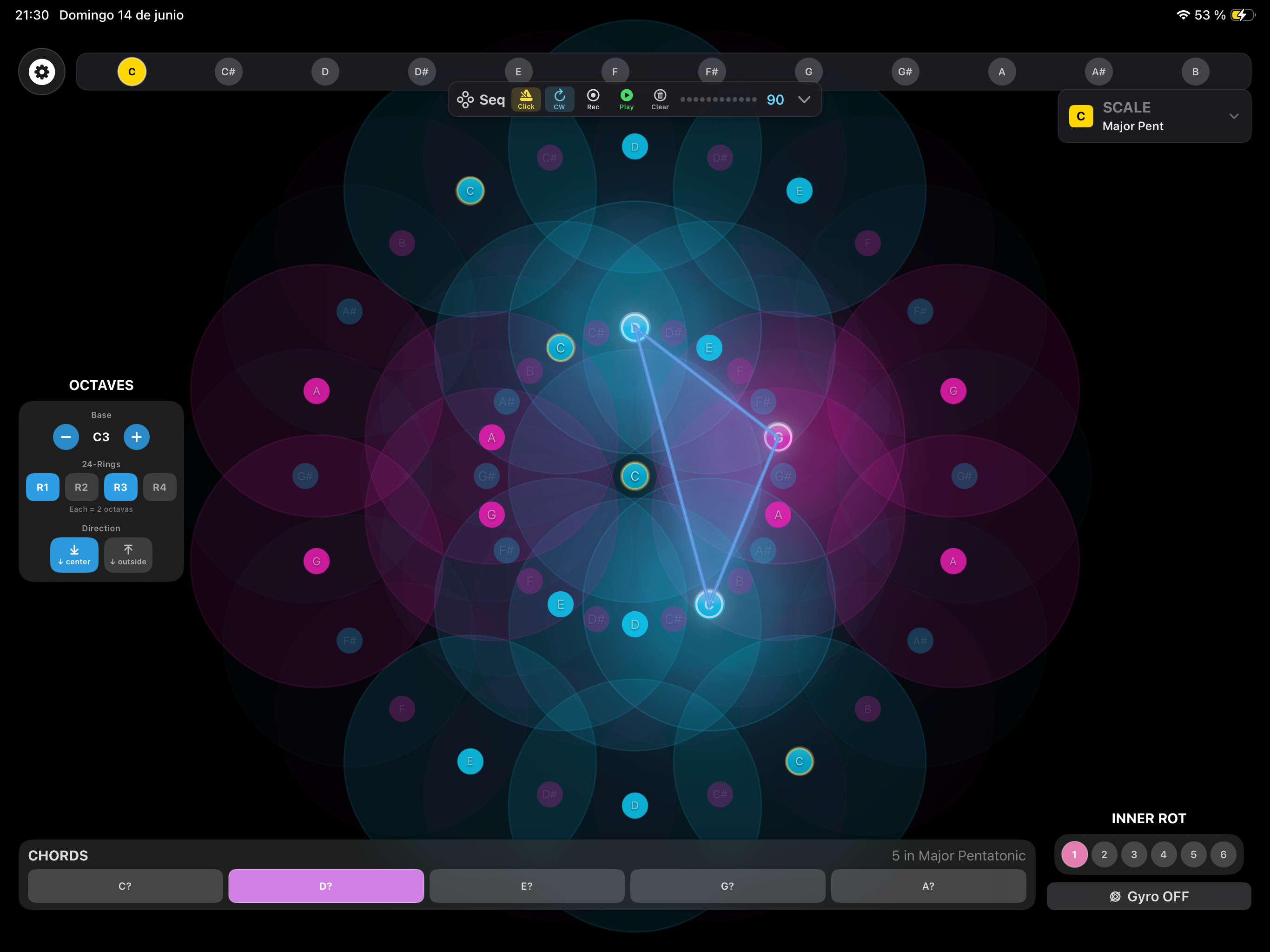 Axis Gemina on iPad — geometric instrument layouts